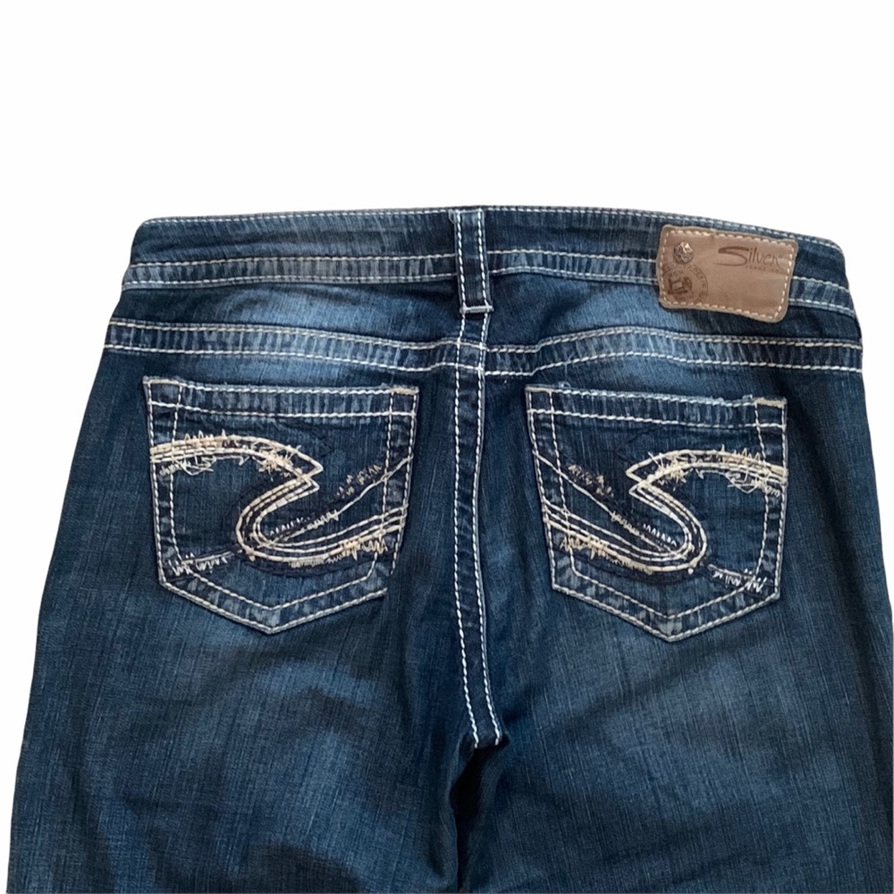 Silver Jeans Size 29 Blue Akio Capri Stretch Embroidered Western Glove Works - Picture 8 of 14